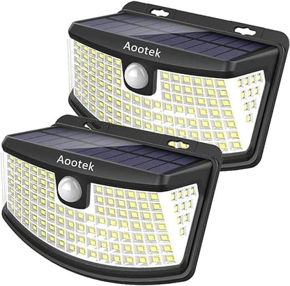 Aootek Solar Motion Sensor Lights 120 LEDs with Lights Reflector,270 Degree Wide Angle, IP65 Waterproof, Step Lights for Front Door, Yard, Garage, Deck(2-Pack)