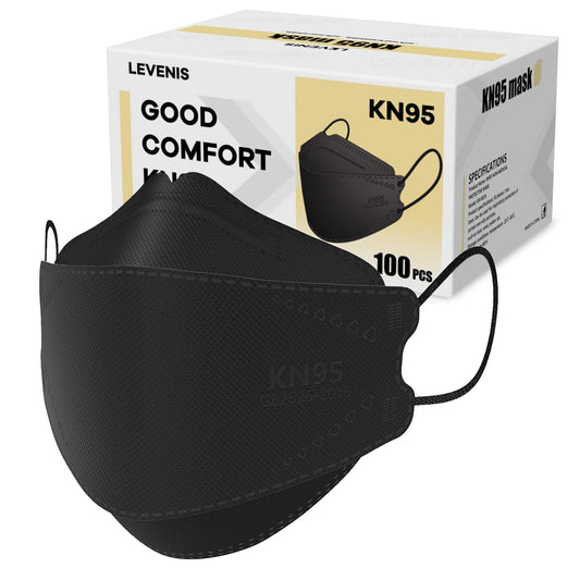 LEVENIS KN95 Face Masks 100 Pack, Breathable Comfortable and Disposable KN95 Mask, Black