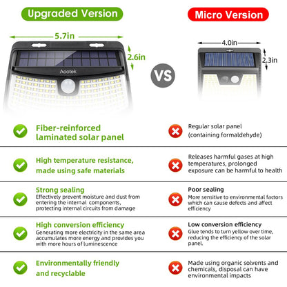 Aootek Solar Motion Sensor Lights 120 LEDs with Lights Reflector,270 Degree Wide Angle, IP65 Waterproof, Step Lights for Front Door, Yard, Garage, Deck(2-Pack)