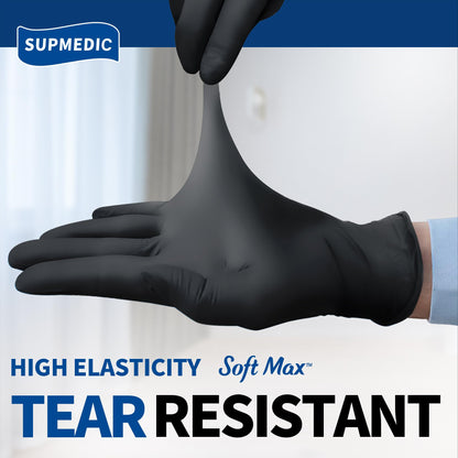 Disposable Nitrile Gloves, Chemical Resistant, Powder-Free Latex-Free, Food Safe, Medical Exam Gloves, Black 100 Pcs