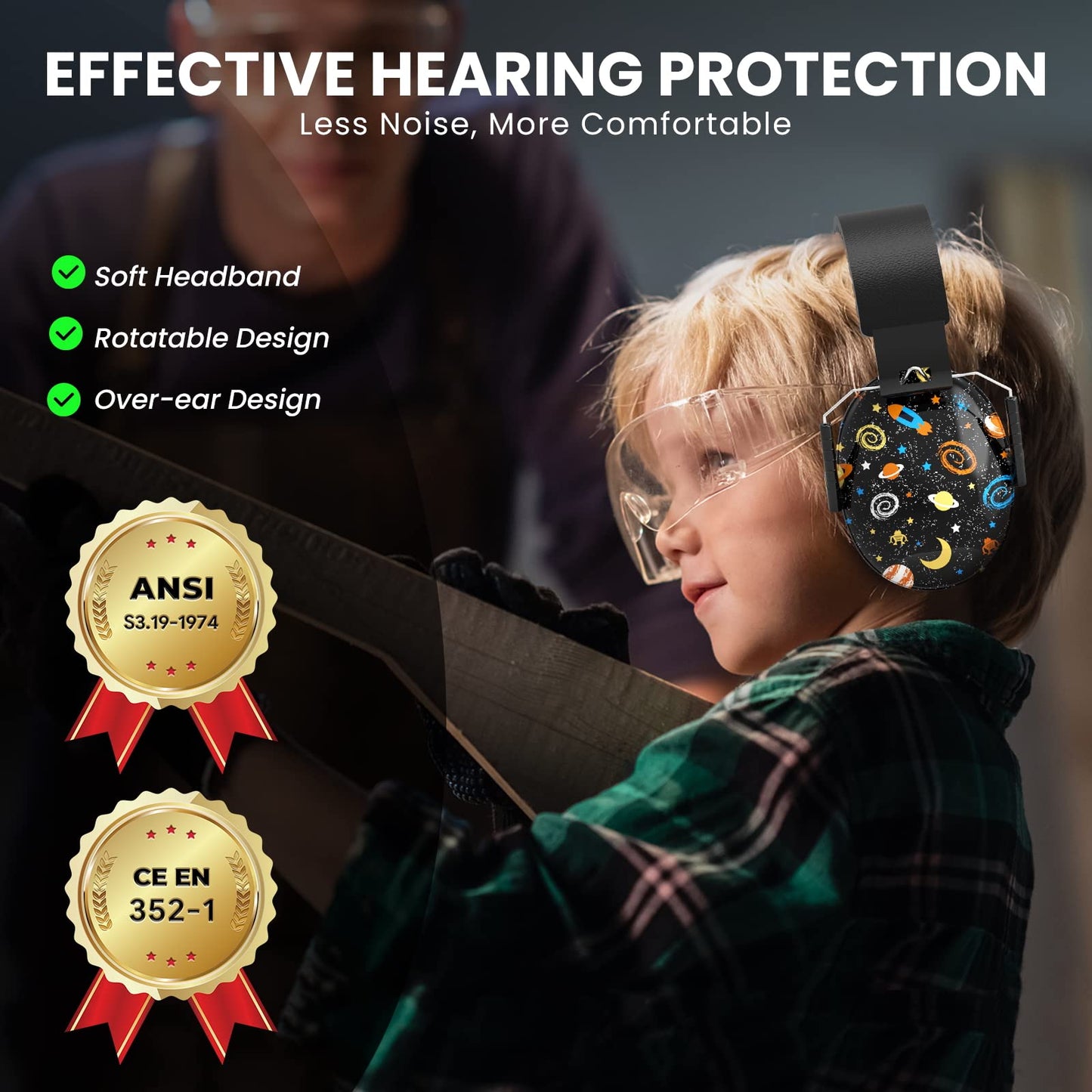 RIIKUNTEK Kids Ear Protection, SNR 27dB Noise Cancelling Headphones for Kids, Autism and Teens