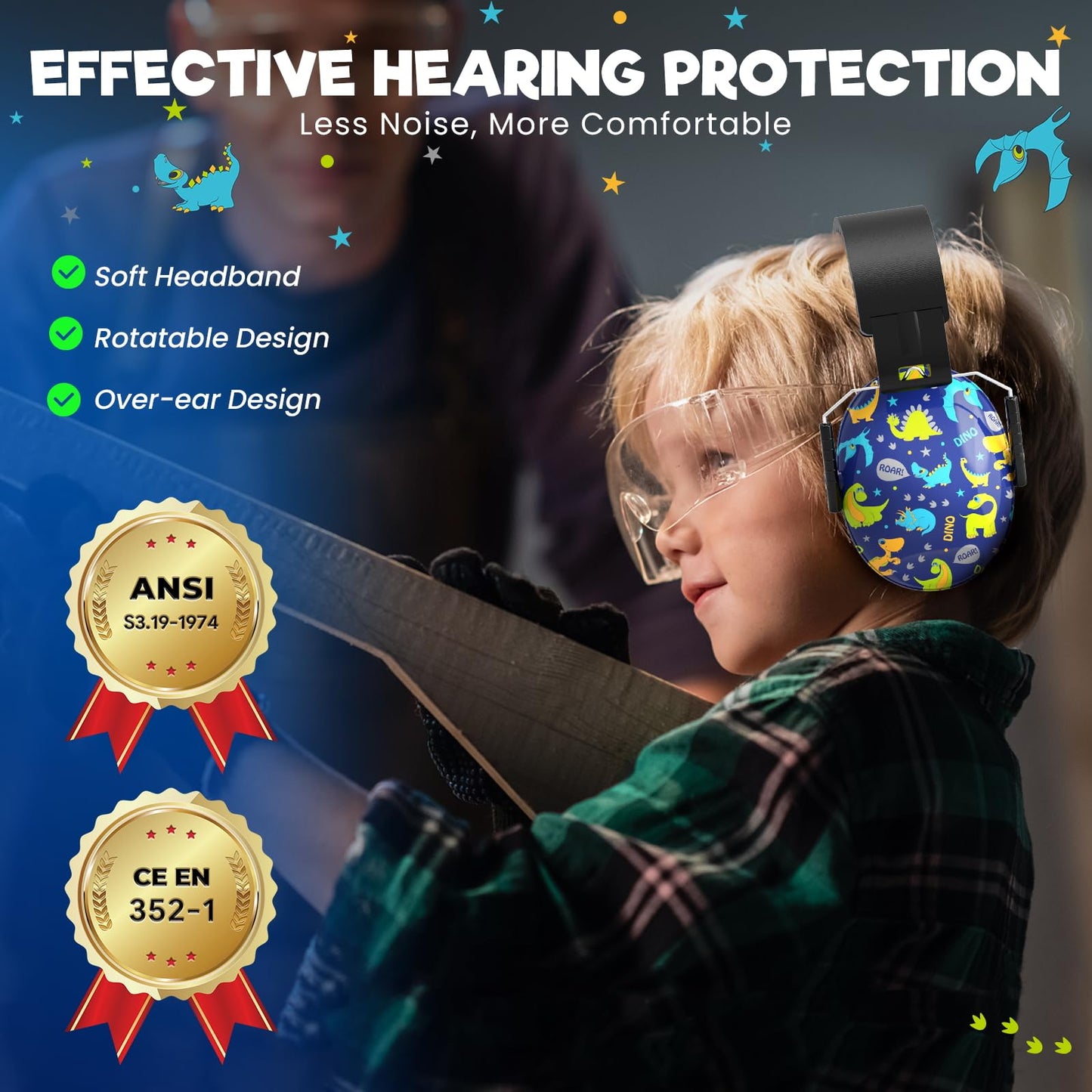 RIIKUNTEK Kids Ear Protection, SNR 27dB Noise Cancelling Headphones for Kids, Autism and Teens