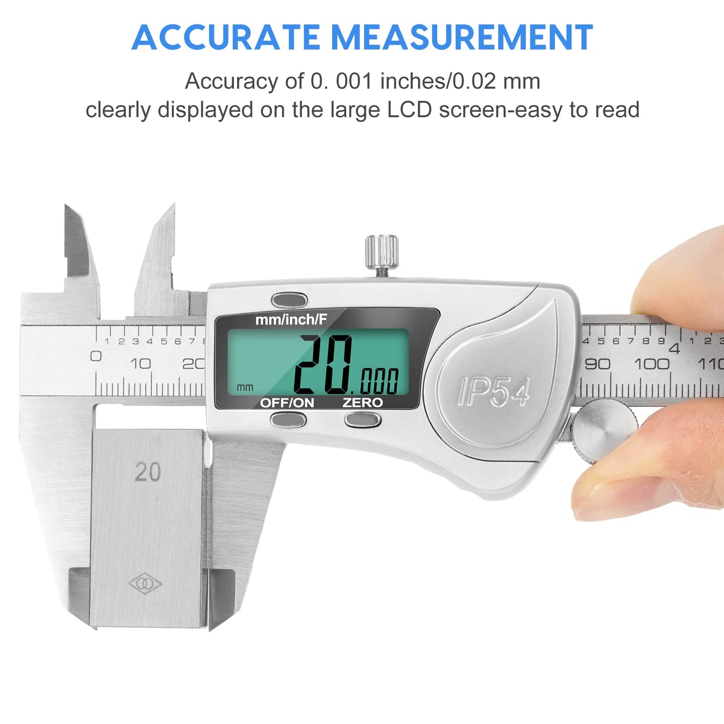 Digital Caliper Measuring Tool, Stainless Steel Vernier Caliper Digital Micrometer with Large LCD Screen, Easy Switch from Inch Metric Fraction, 6 Inch Caliper Tool for DIY/Household