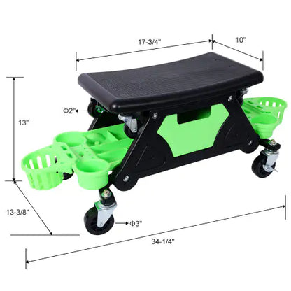 Rolling Detail Creeper Seat, Roller Mechanic Detail Practical Seat, Rolling Mechanical Bench On Wheels, Removable Tool Tray Drawer, 300 Lb Capacity For General Garage Use And Home Use