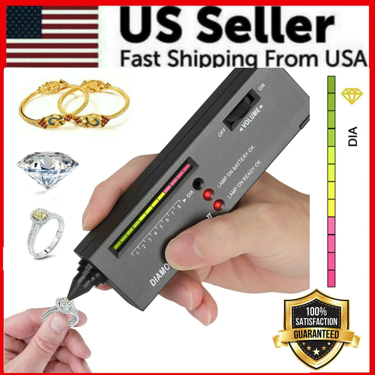 Portable Diamond Tester Selector Illuminated Jewelry Gemstone Testing Tool Kit